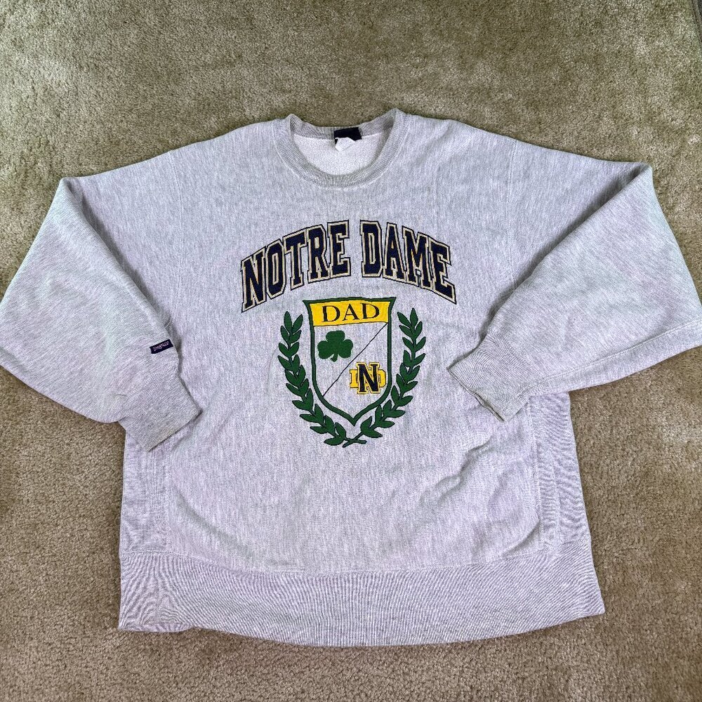 Vtg 90S Jansport University Of Notre Dame Dad Crewneck XL Sweatshirt USA F023 - Picture 1 of 10